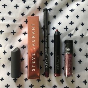 Lip sampler with gloss, lipstick, lip pencil